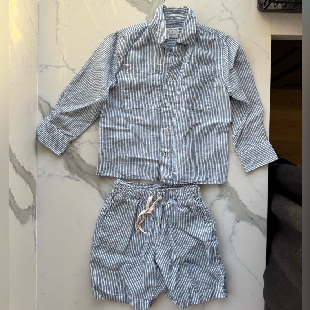 J.Crew Crew Cuts Striped Button-Up Shirt and Shorts Set